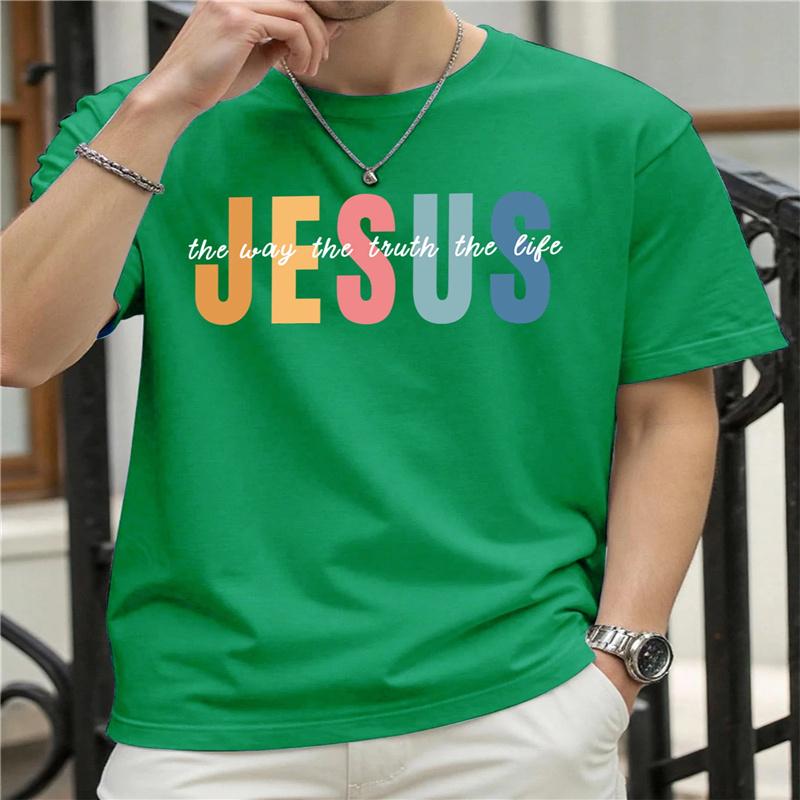 Jesus The Way Truth Life Print Unisexs TShirt Casual Short Sleeve Tee All Season Comfort Ladies Top Plussize T Shirt Daily Wear