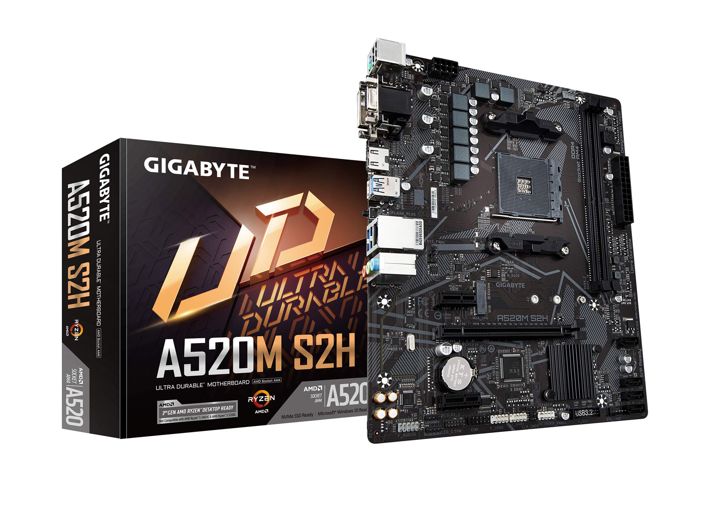 

GIGABYTE A520M S2H Motherboard MicroATX [AMD A520 Chipset] MB5140