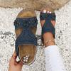 Flat Sandals Womens Oversized Retro 2023 New Flower Slope Heel Velcro Fashion Sandals Roman Sandals