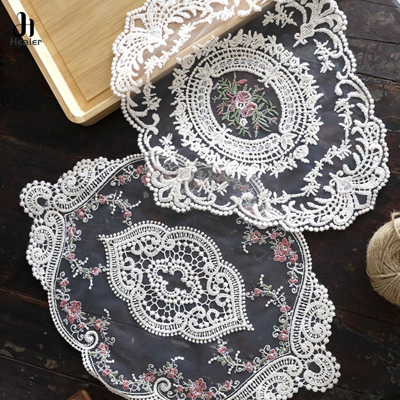 1Pcs for Dining Table Embroidery Craft Placemat European Style Lace Fabric Insulation Plate Mat Anti-scald Coaster