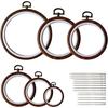 6 Pcs Imitated Wood Embroidery Hoops Frame, Round Hoop with 16 Needles for Art Craft DIY Sewing