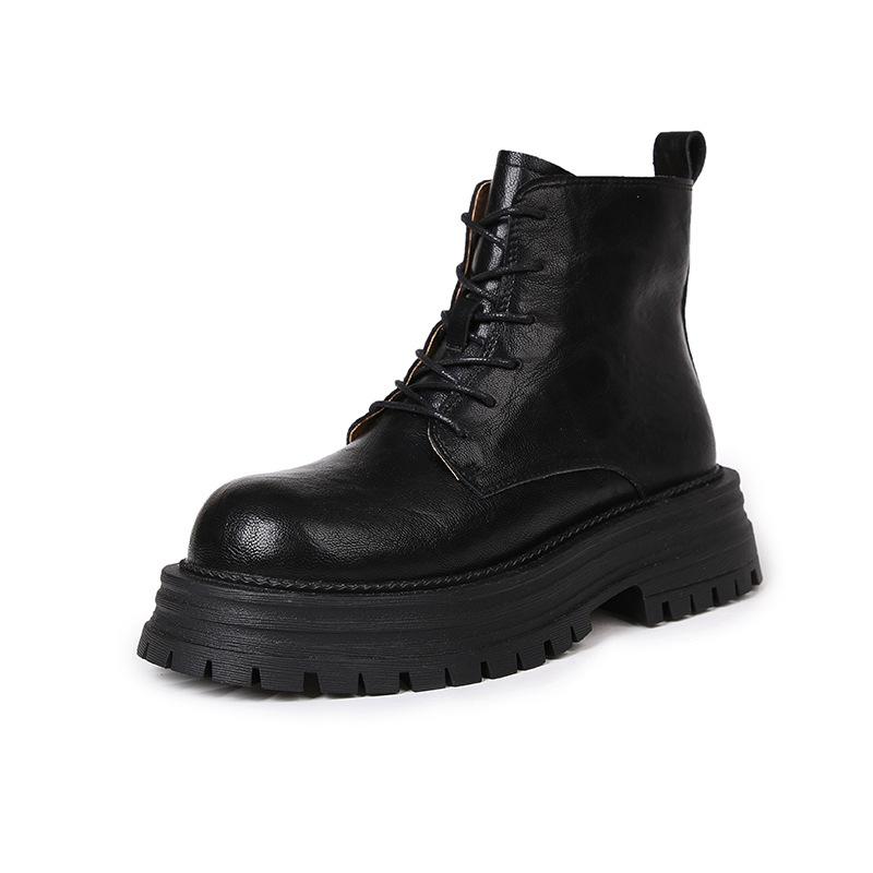 

Белые ботинки Martin в британском стиле женские 2024 года на платформе короткие ботинки локомотив ковбойские одинарные ботинки в стиле вестерн 35 чёрный