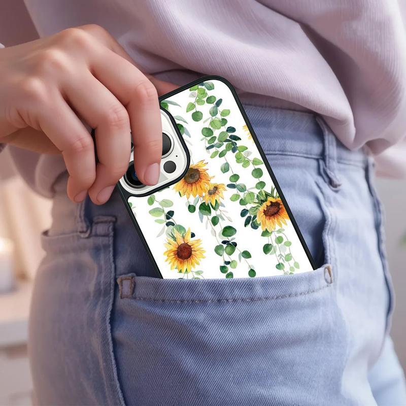 Sunflower Floral Phone Case For iPhone 17 Air 15 16e 14 13 Pro Max Coque 12 11 Pro Max PLUS cover