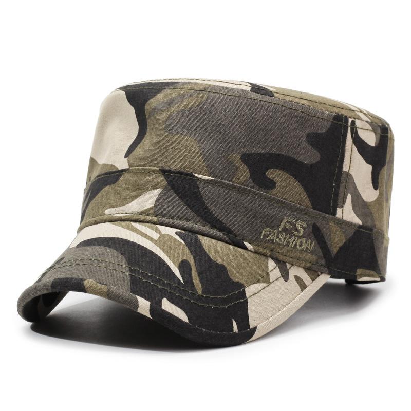 Hat Men'S Spring And Summer New Trendy Duck Tongue Visor Sun Hat Outdoor Travel Versatile Flat Top Hat Camouflage Military Hat