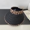 Leopard Print Empty Top Hat, Summer Wide Brim Women'S Fashion Trend Casual Foreign Style Out Of The Street Sunshade Sunscreen Hat