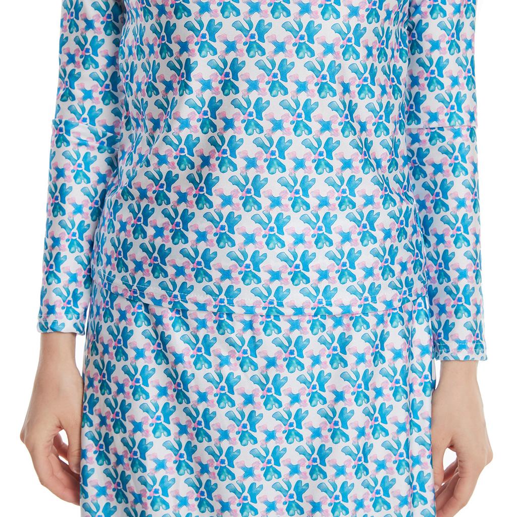 Kadın Müslüman Mayo Şapka Baskılı Mayo Plaj Giyim Kadın Mayo 3 Parça Takım Uzun Kollu Su Geçirmez Mayo