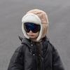 Cute Ear Protection Hats Goggles Plush Pilot Hat Fashion Kids Bear Ears Hat  Winter