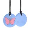 Chewy Necklace Butterfly Shape Autism Adhd Biting Sensory Child Silicone Teether Chew Toy Children Silicone Teether Pendant