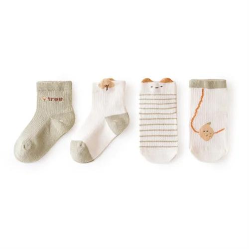 4Pairs/Set Baby Girls Boys Socks Cotton Mesh Soft Children's Socks Summer Casual Thin Toddler Kids Print Socks Girl Boy 0-5Years