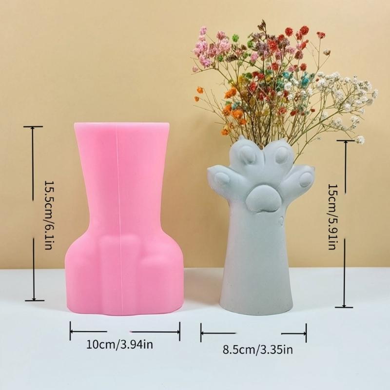 Silicone Concrete Mold Storage Box Mould Cat Foot Shaped Resin Clay Molds Flower Vase Moulds for Making Vase Flowerpot