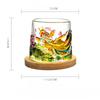 Emboss Drinkware Pressure Reducing Rotatable Mug Whiskey Glass with Base Beer Cup Glassware Koi Fish Lotus Home Cocktail Glass