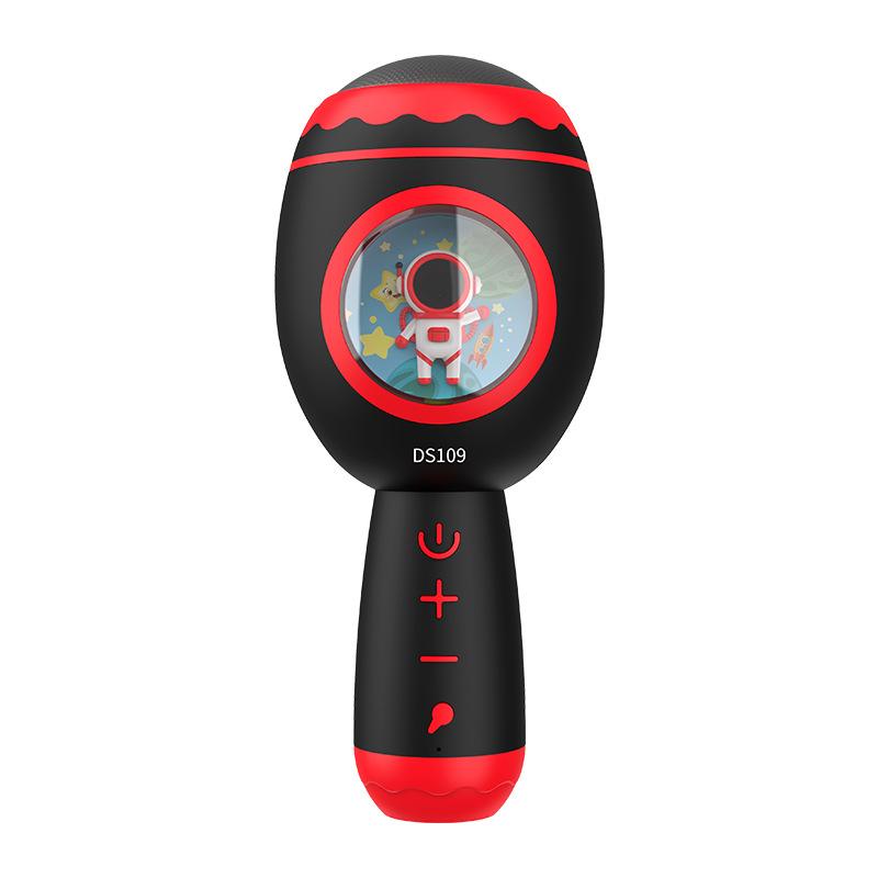 Microfono Bluetooth Wireless Mini Microfono Cartone Animato Altoparlante Microfono Tutto-in-uno Cambia Voce Altoparlante Luce Colorata Portatile Casa KTV