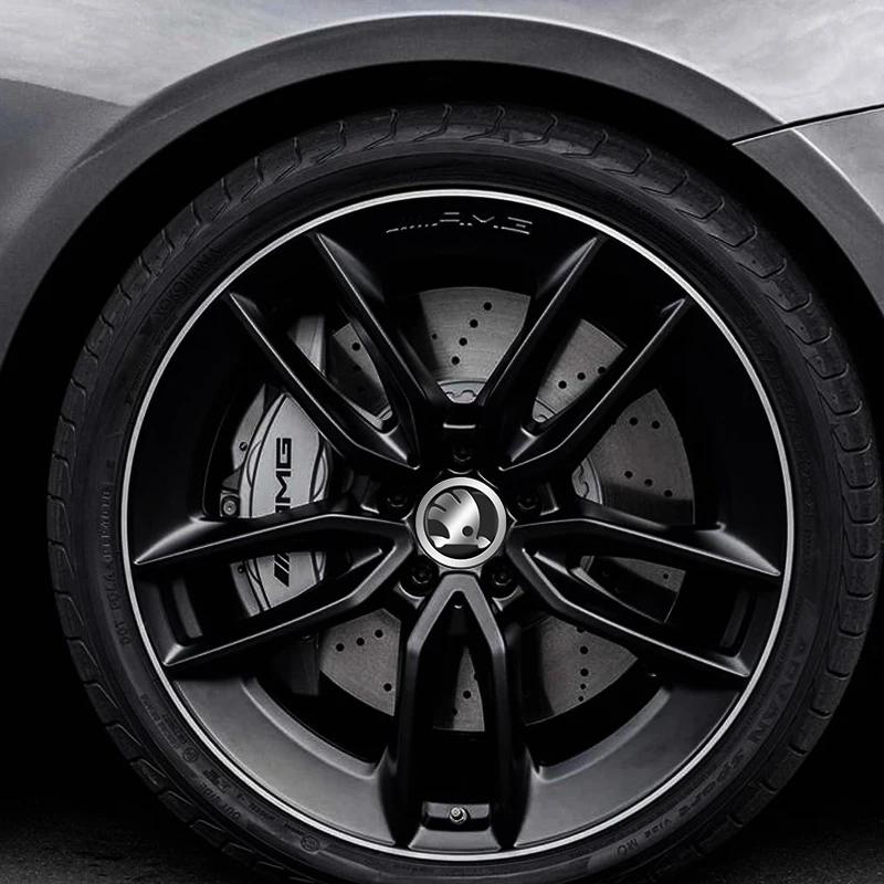 2025 Nové 4ks Krytky nábojů kol auta Kovové emblémy Samolepky Příslušenství Pro Skoda Octavia MK2 2 3 A5 A7 A8 Fabia Karoq Superb Rapid Ka