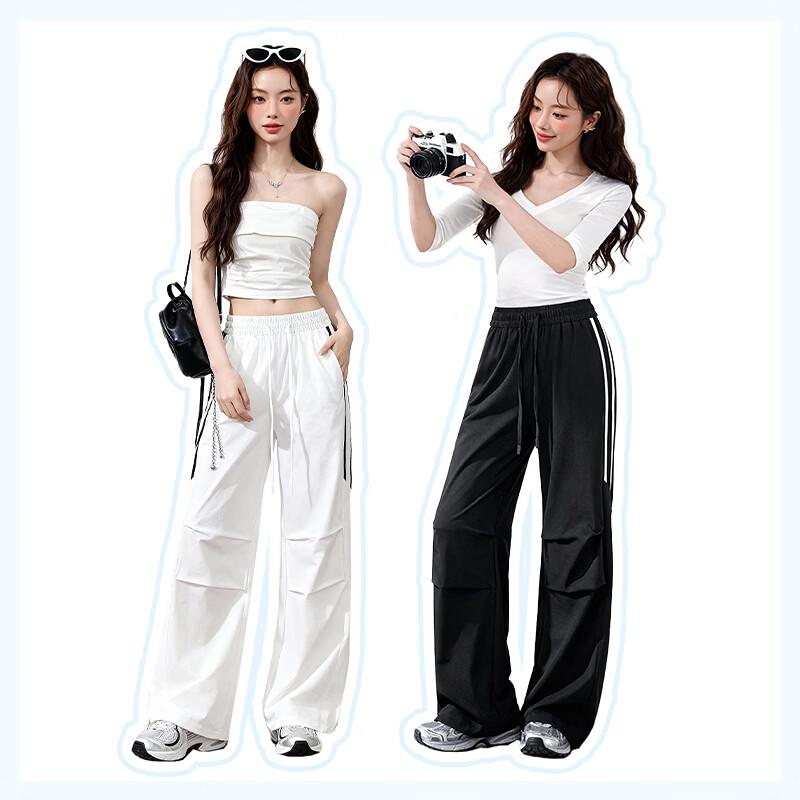MJ STYLE Women's Colorblock Parachute Cargo Pants
