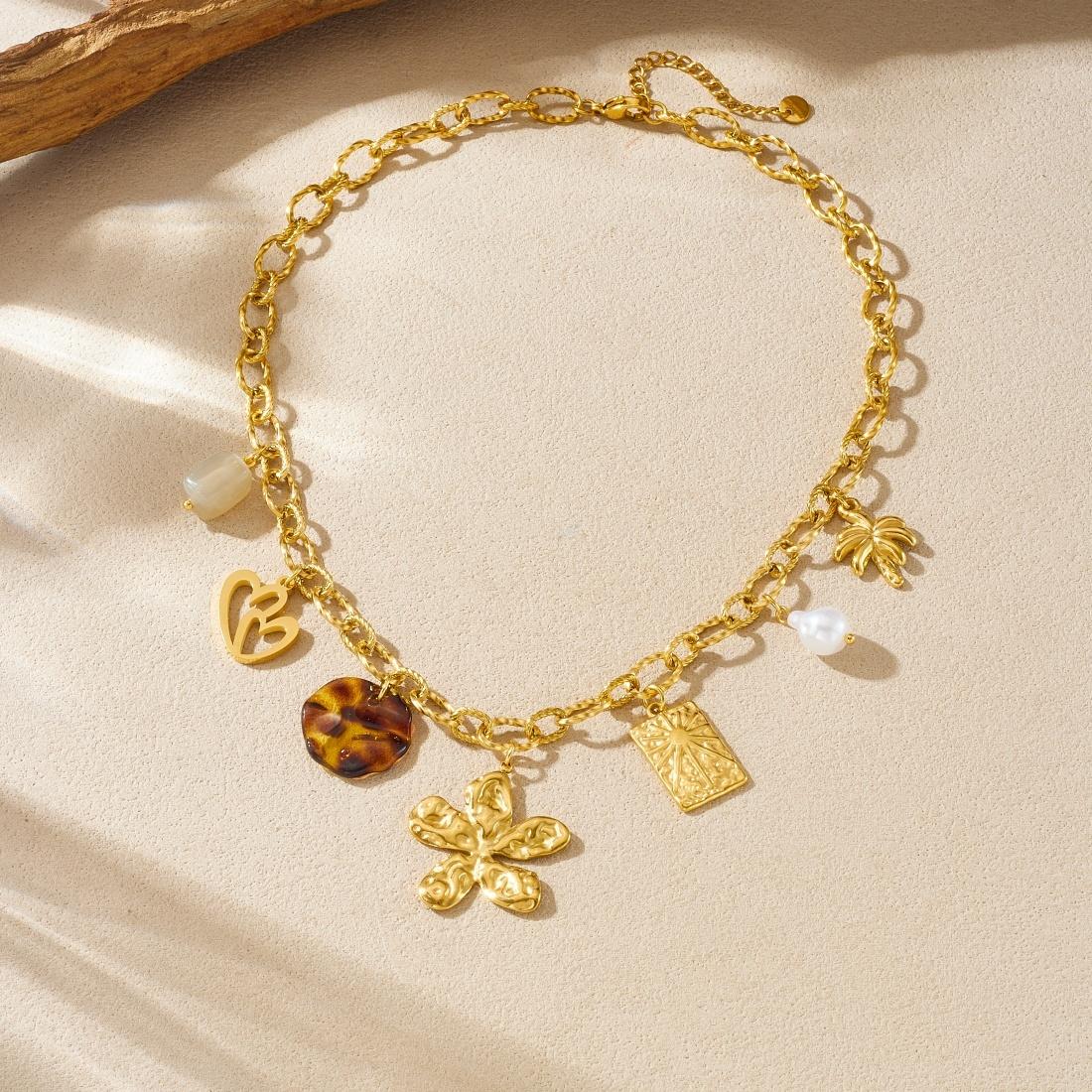 

316L Stainless Steel Flower Leopard Print Square Sun Hollow Heart Pendant Necklace For Women Lady Fashion New Jewelry Gift Party