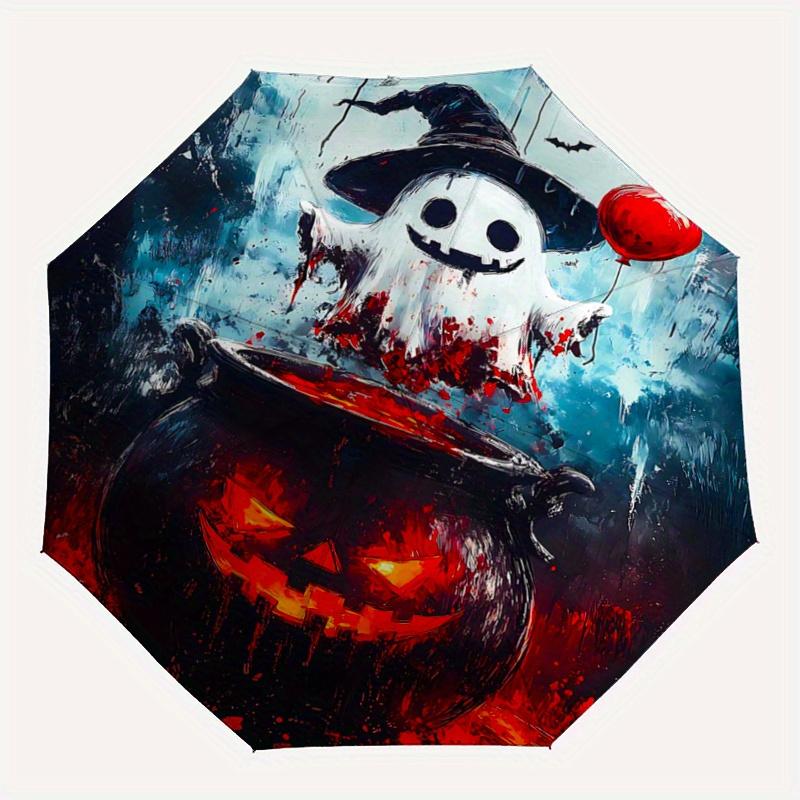 1pc Halloween Ghost Pattern Automatic Umbrella Is Fashionable and Good-Looking, Suitable for Travel and Daily Use.Y044
