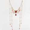 Tassel Chain Rhinestone Necklace Water Droplet Shiny Choker Retro Clavicle Chain  Bridal