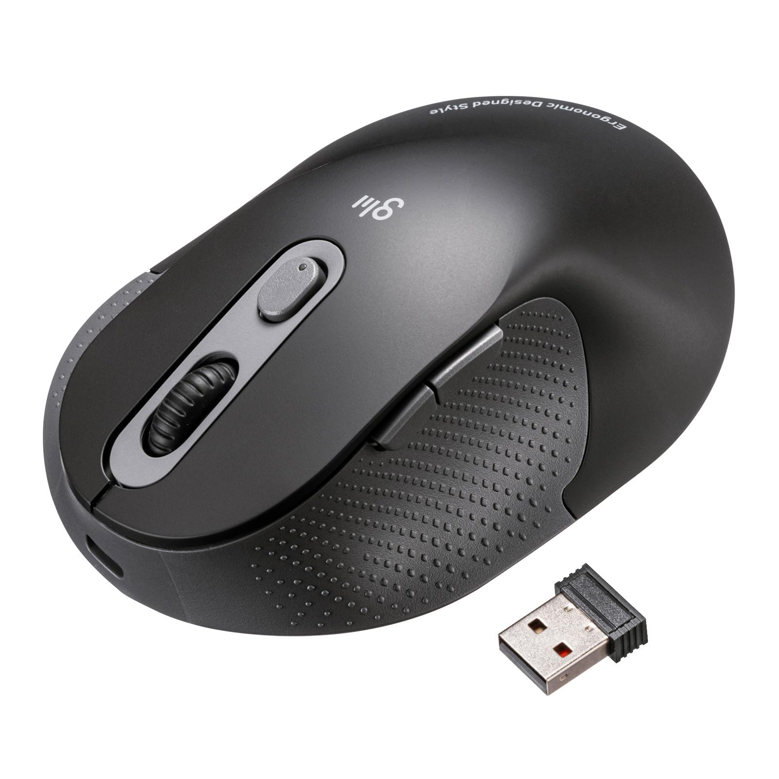 

Безшумна бездротова ергономічна миша Sanwa Supply 45 мм (2,4 ГГц бездротовий, Висота) MA-EWBS528MBK чорний