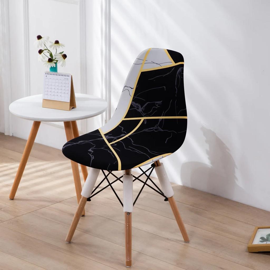 Printed Stretch Shell Chair Cover Spandex Armless Back Chair Covers Washable Slipcover Furniture Protector for Home Office Hotel