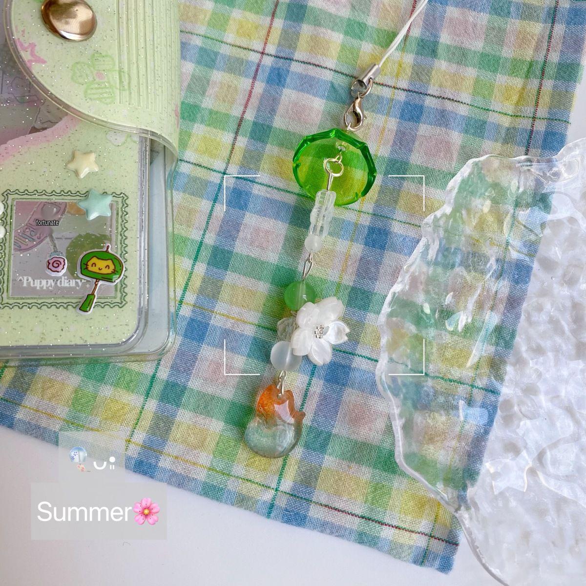 Handmade Beaded Girlish Accessories: Wind Chime Bag, Phone Chain, Cute Notebook, CCD Pendant, Journal