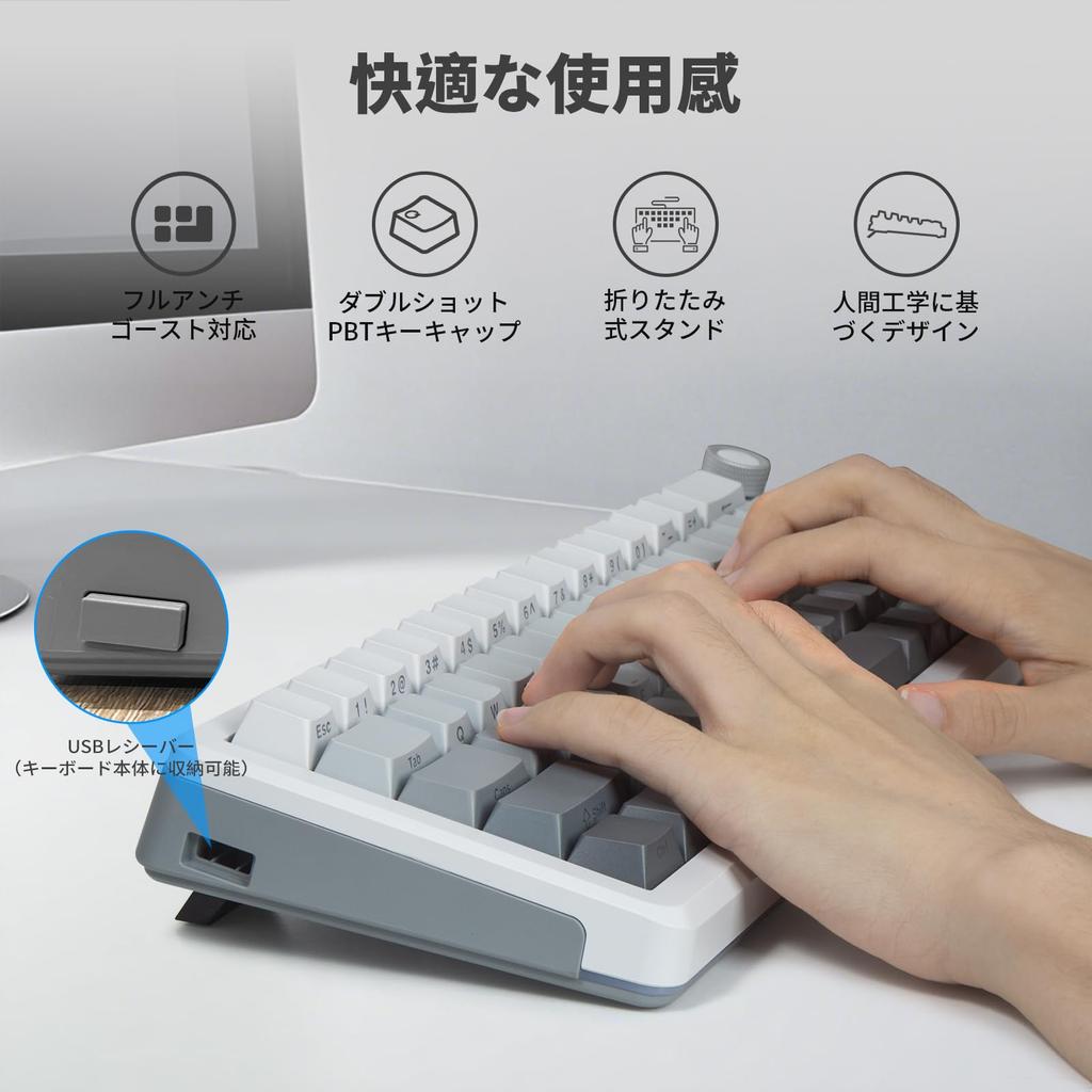 eElement Wireless Mechanical Silver English 68 Gaming Connection Compact Soundproofing Gasket Structure RGB Full Compatible with Z-68 Keyboard,