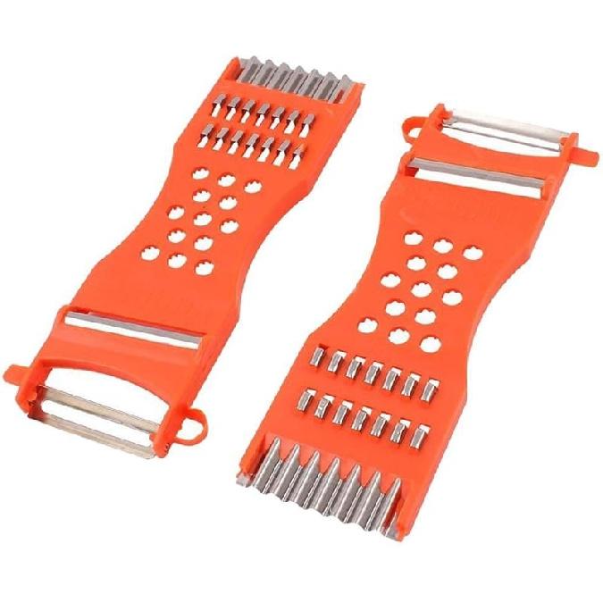 Vegetable Peeler,Saim Metal Scraper Fruit Grater Slicer Vegetable Peeler 7 in 1 Multifunction Kitchen Cutter Tool Orange 2 Pcs 2 Pcs