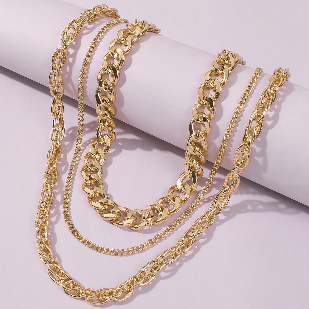 Tooxika Punk Hip Hop Style Necklace Fashion Exaggerated Multi-Layered Chain Necklace