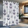 1pc Pink Nautical Anchor-patterned Shower Curtain, Machine Washable Polyester, Suitable for Bathroom Décor.