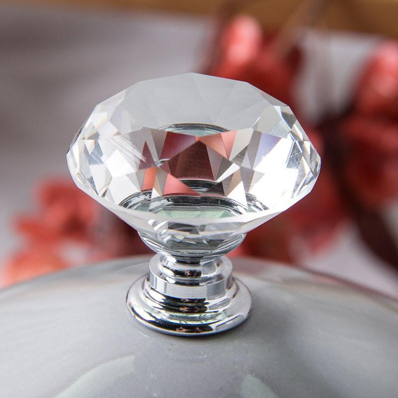 Premium Quality 10pcs Crystal Glass Cabinet Knob With Sparkling Diamond Design