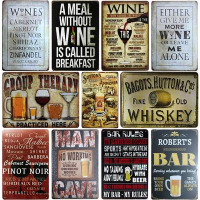 [SQ-DGLZ]WEIN/Whisky Metall Zeichen Bar Wand Dekor Vintage Metall Handwerk Home Decor Malerei Plaketten Kunst Poster