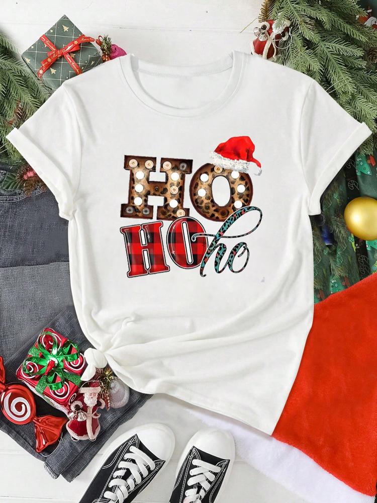 Women Christmas Santa Claus Printed T Shirt Christmas Xmas Gifts Cartoon Top Tshirt Harajuku Fashion New Year T-shirt