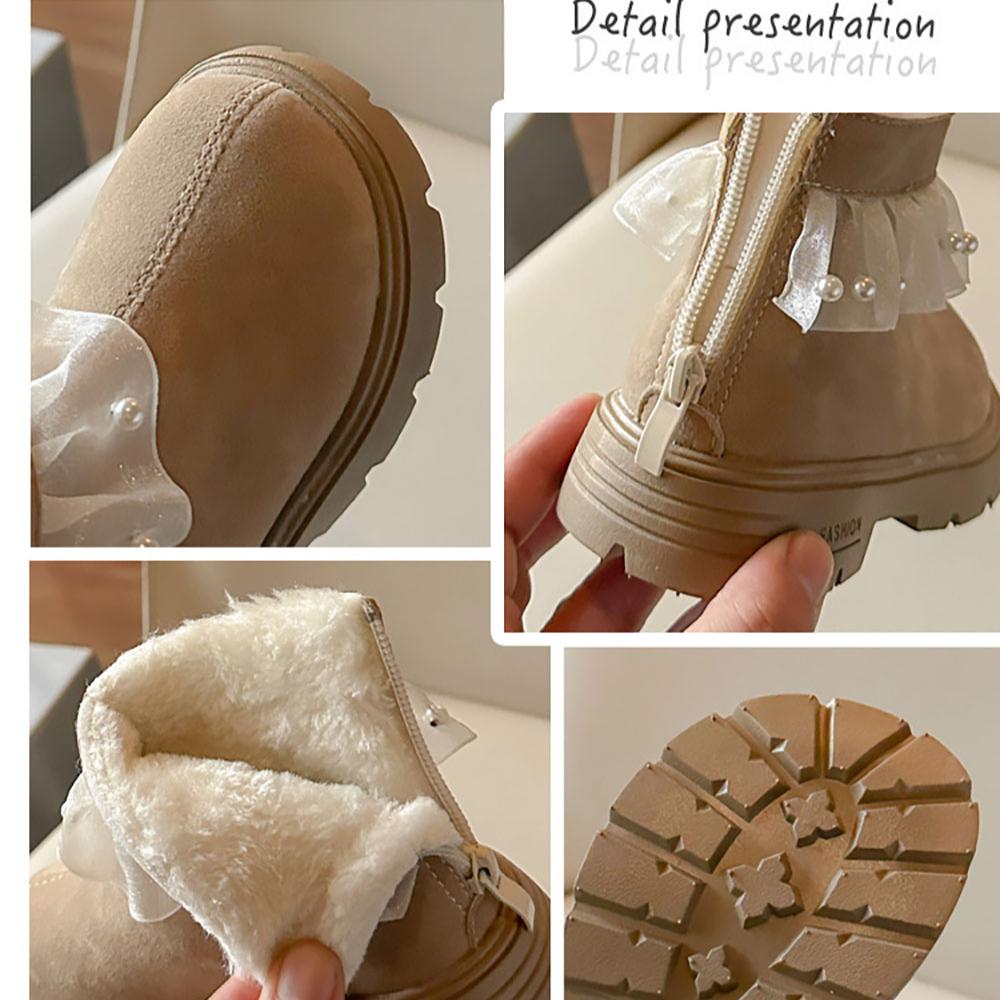 Winter Plush Boots For Girls Korean Style Trend Fashion Princess Shoes Soft-soled Thick Warm Cotton Shoes Snow Boots Kids