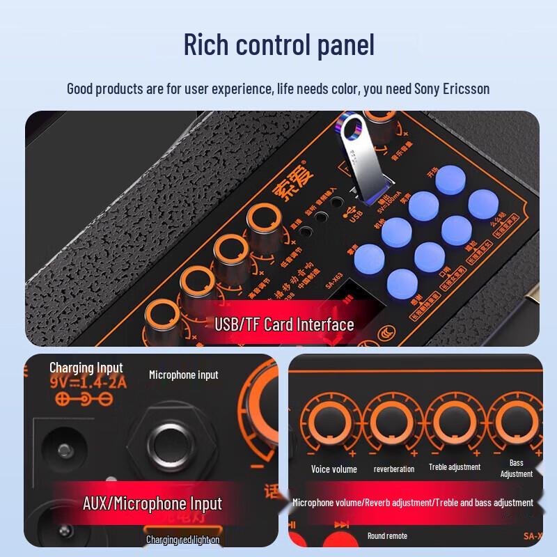 SA-X93 12-inch Trolley Karaoke Speaker with Dual Mics