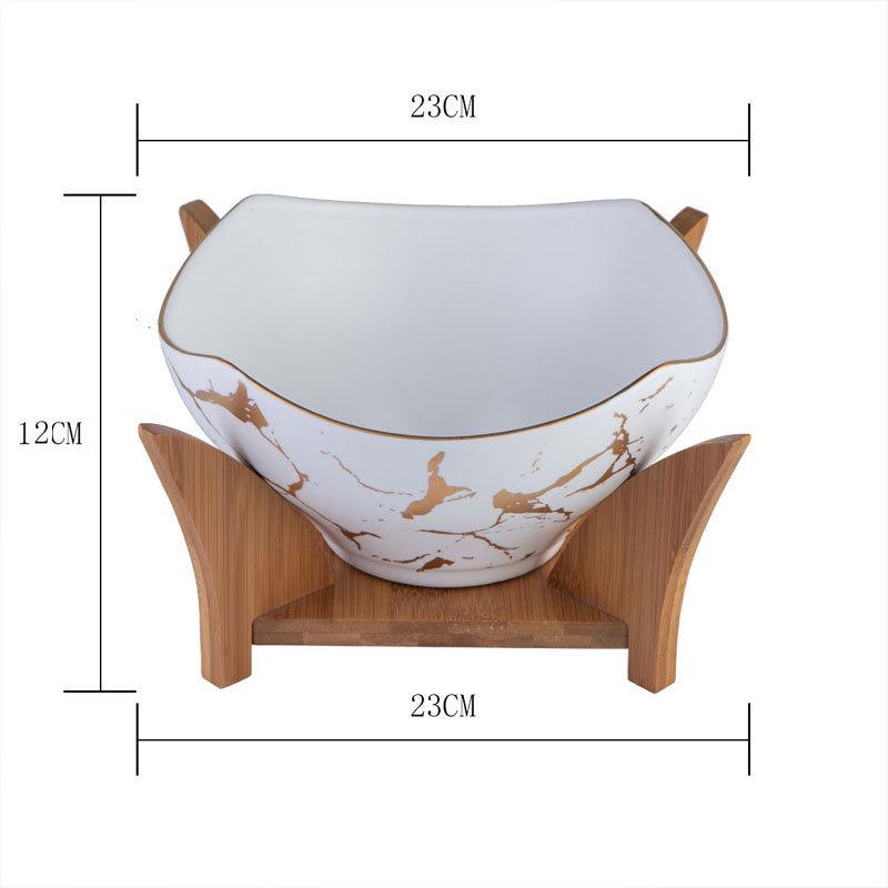 

Nordic Fruit Salad Bowl Marble Ceramic Bowl Tableware Set Household Soup Noodle Bowl Fruit Plate Fruit Basket