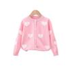 Jinbei Girls' Heart Jacquard Faux Mink Cardigan - Autumn Baby Round Neck Sweater