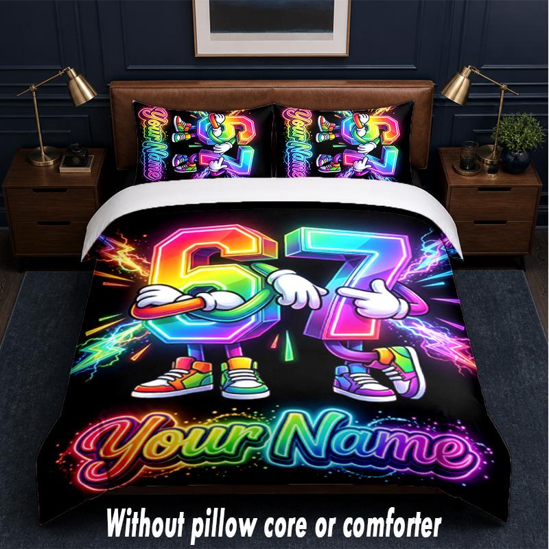 Celebration Party Theme Custom Text Or Name 3Pcs Bedding Set,1 Flat Sheet & 2 Pillowcases Personalized Home Bedding