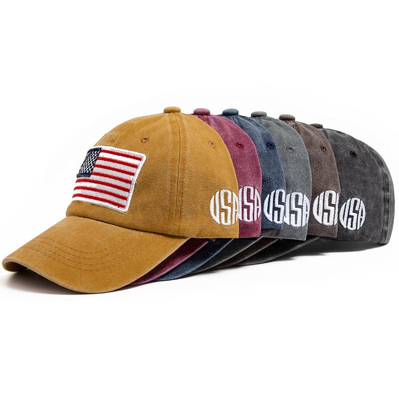 Cappellino da Baseball da Uomo con Bandiera USA Ricamo Retro Cotone Lavato Cappelli da Papà Moda Cappellini Hip Hop da Donna Cappello Estivo con Visiera per l'Esterno