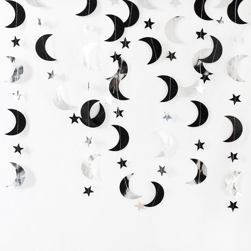 13Ft Iridescent Ramadan EID Mubarak Banner Decorations Hanging Star Moon Lamp Garlands Ramadan Mubarak Home Decor Birthday Party