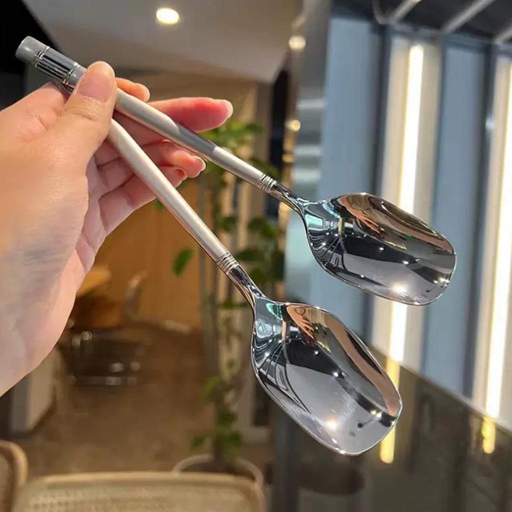 Stainless Steel Spoon Creative Color Korean  Household Thick Rice Spoon Spoon Spoon Spoon Soup Spoon Big Round Spoon