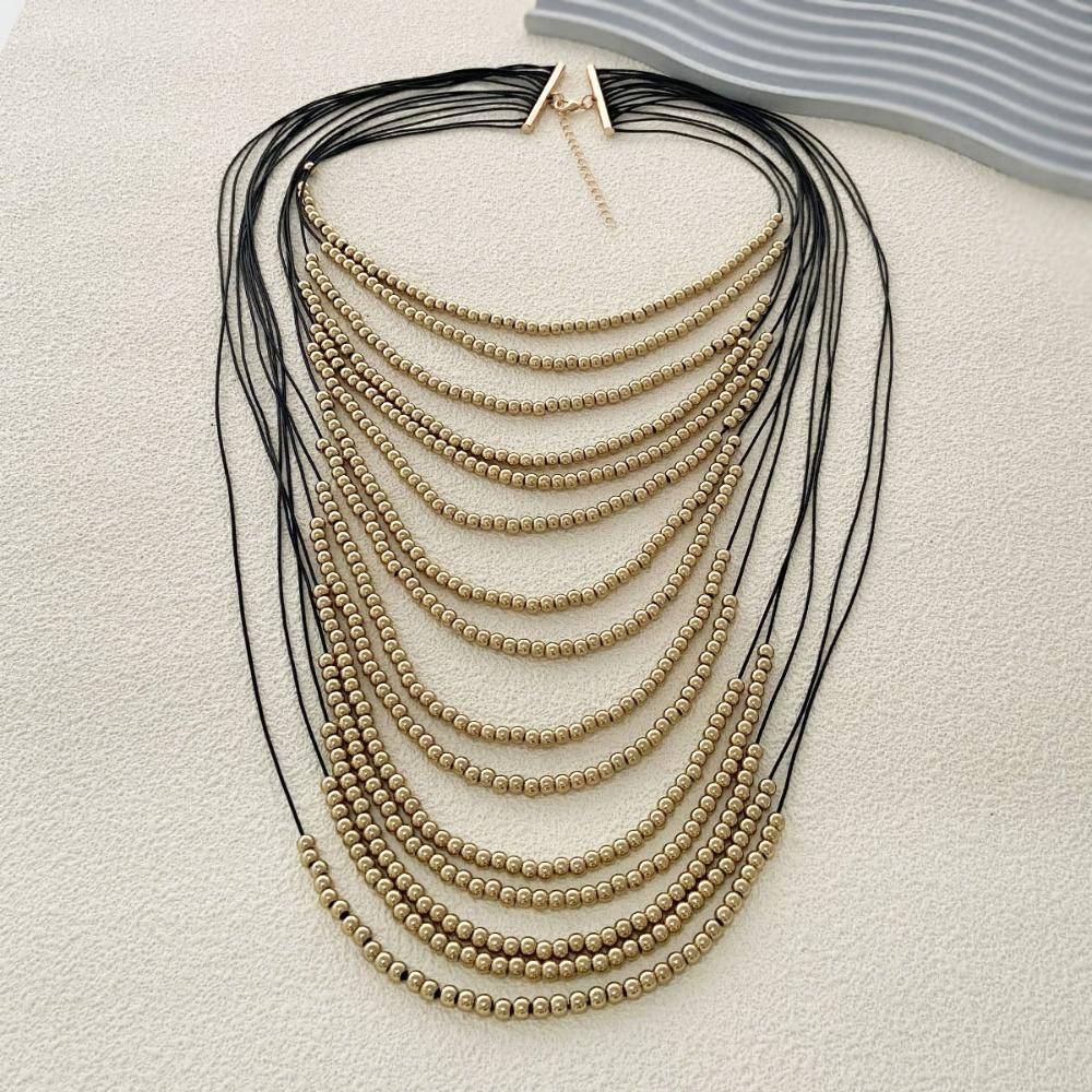 Übertriebene Perlen-Wasserfallkette Boho Mehrlagige Imitationsperlenkette Hochzeitsschmuck