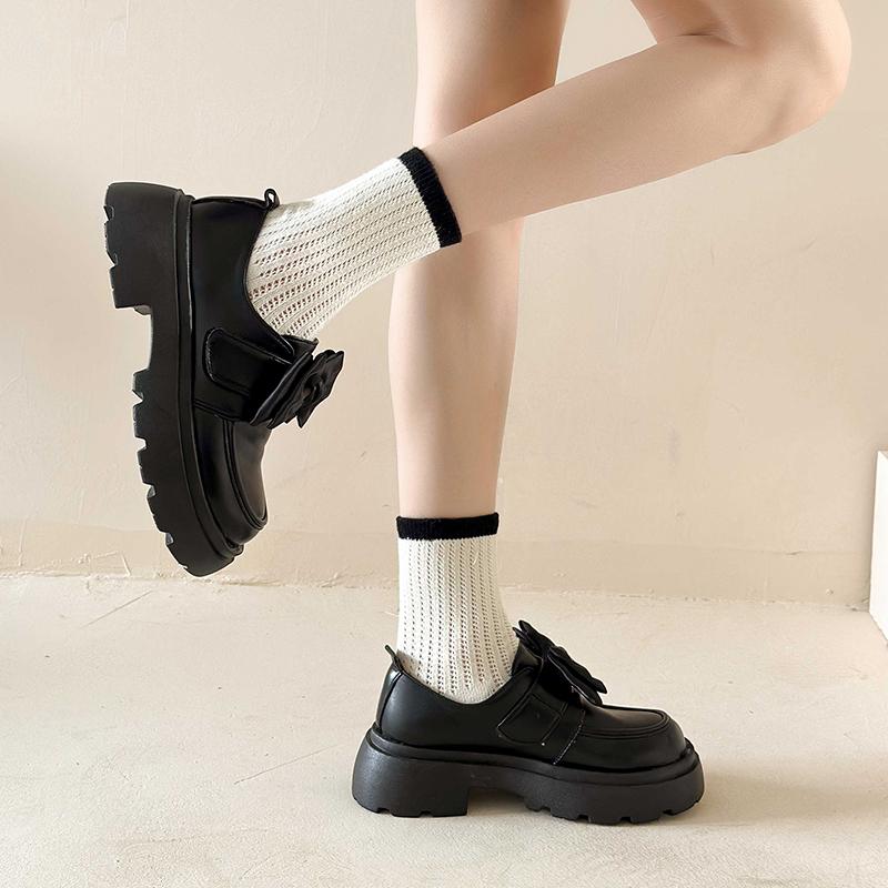 New Women's Single Shoes 2024 Spring Round Toe Butterfly Knot Platform Shoes for Women Fashion Lolita Ladies Mary Janes Shoes