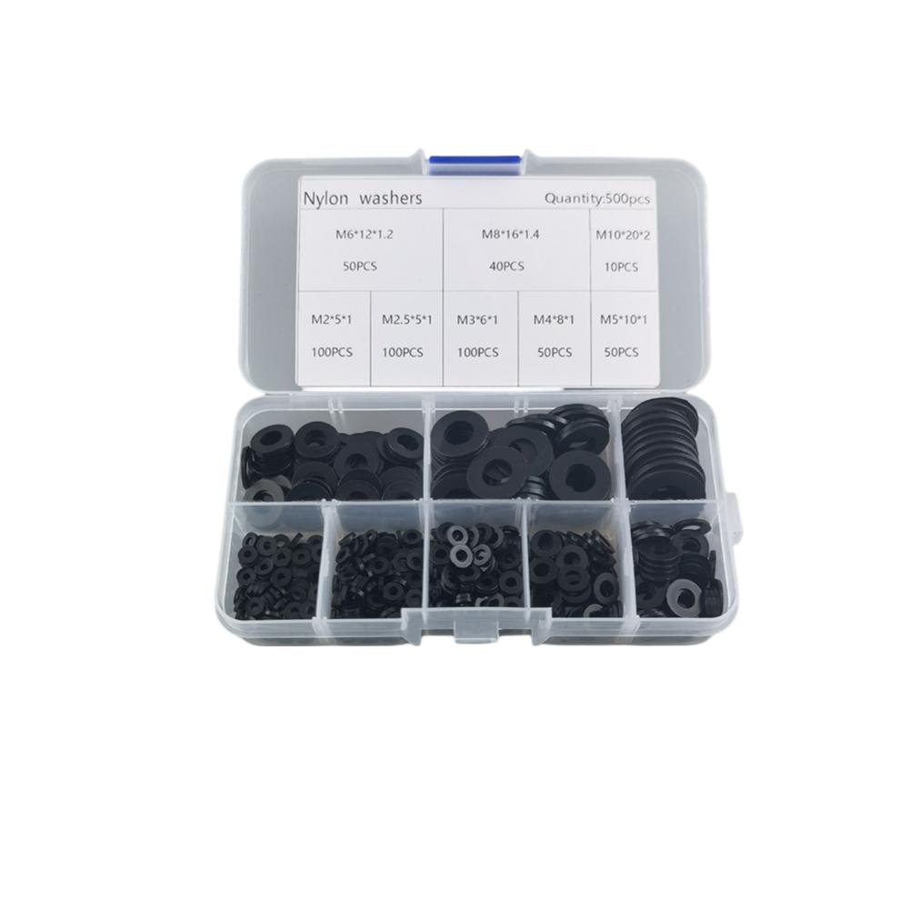 All in Set of 500 Nylon Flat Washers Designed to Secure For Screws & Bolts Effectively Across Multiple Applications