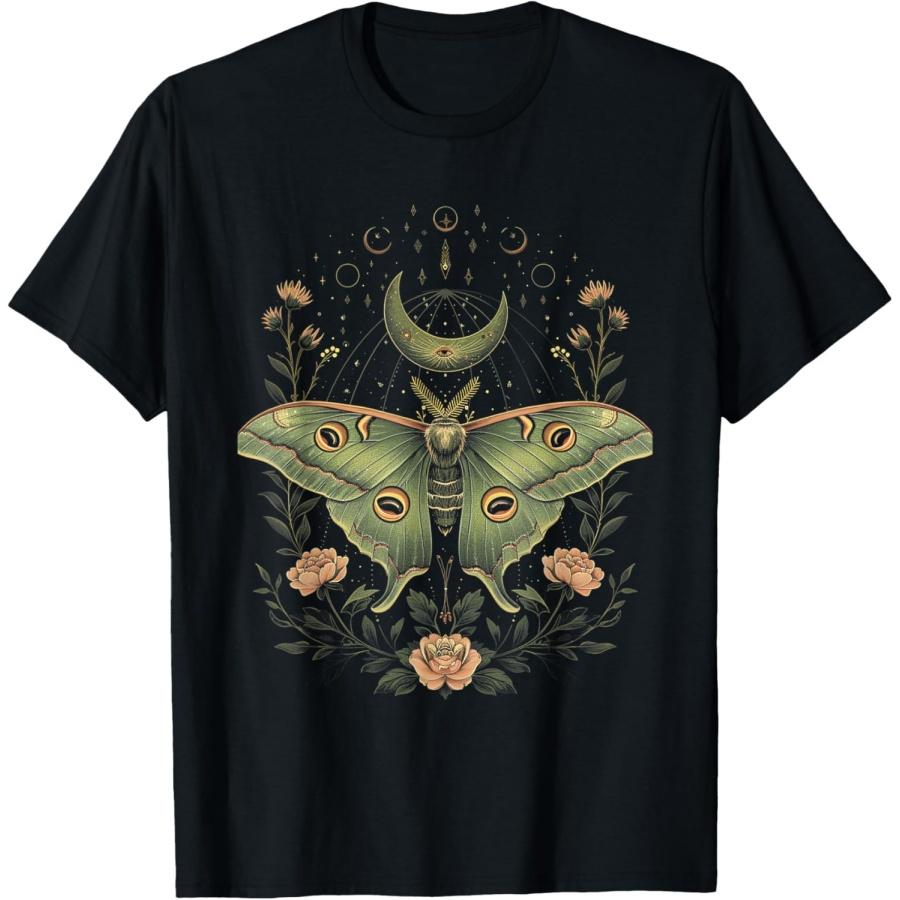 Moon Moonphase Flower Butterfly Cottagecore Luna Moth T-Shirt S