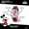 DISNEY Womens Mickey Mouse Analog-Quartz Watch Leather-Synthetic Strap Brown 18 (Model W002756)