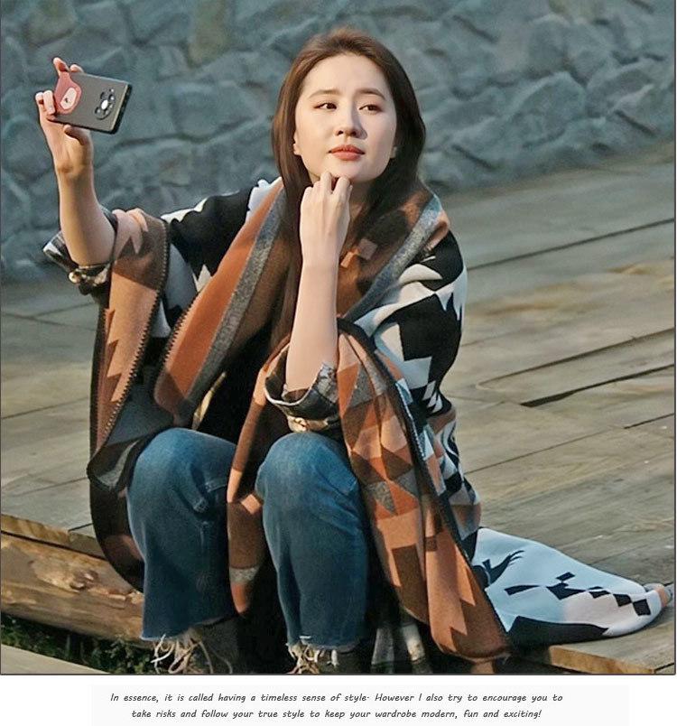 Yunnan Ethnic-Style Large Shawl Cape - Imitation Cashmere Scarf Cloak