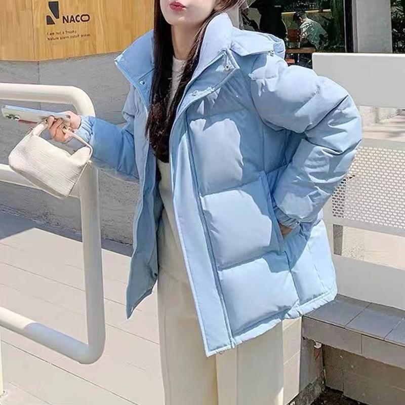 Daunenjacke mit Kapuze, Bonbonfarben, für den Winter, kurz, neue Mode, weiße Entendaunen, Übergröße