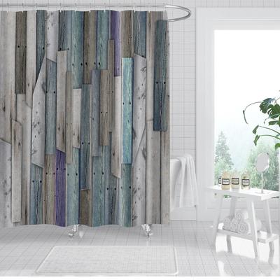3D Old Vintage Wood Doors Shower Curtain Home Decor Polyester Fabric Bath Curtains Stripes Letters Bathroom Curtains