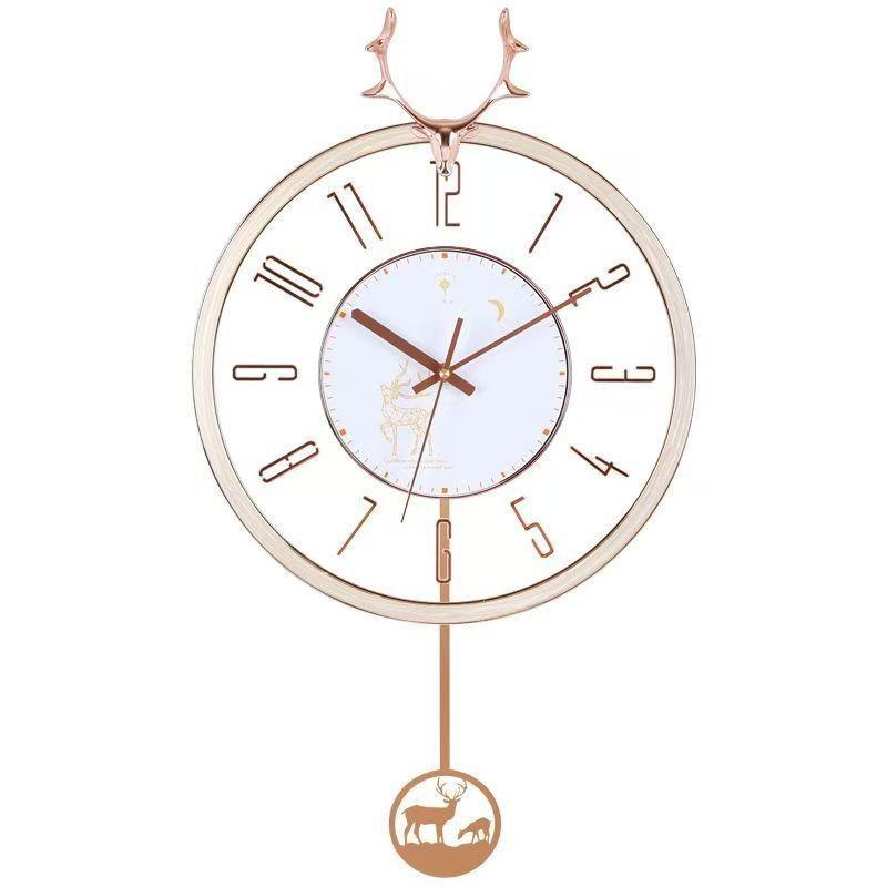 Polaris Light Luxury Wanduhr Nordischer Hirschkopf Wohnzimmer Zuhause Stille Uhr Mode Kreativ Einfach Modern Uhr