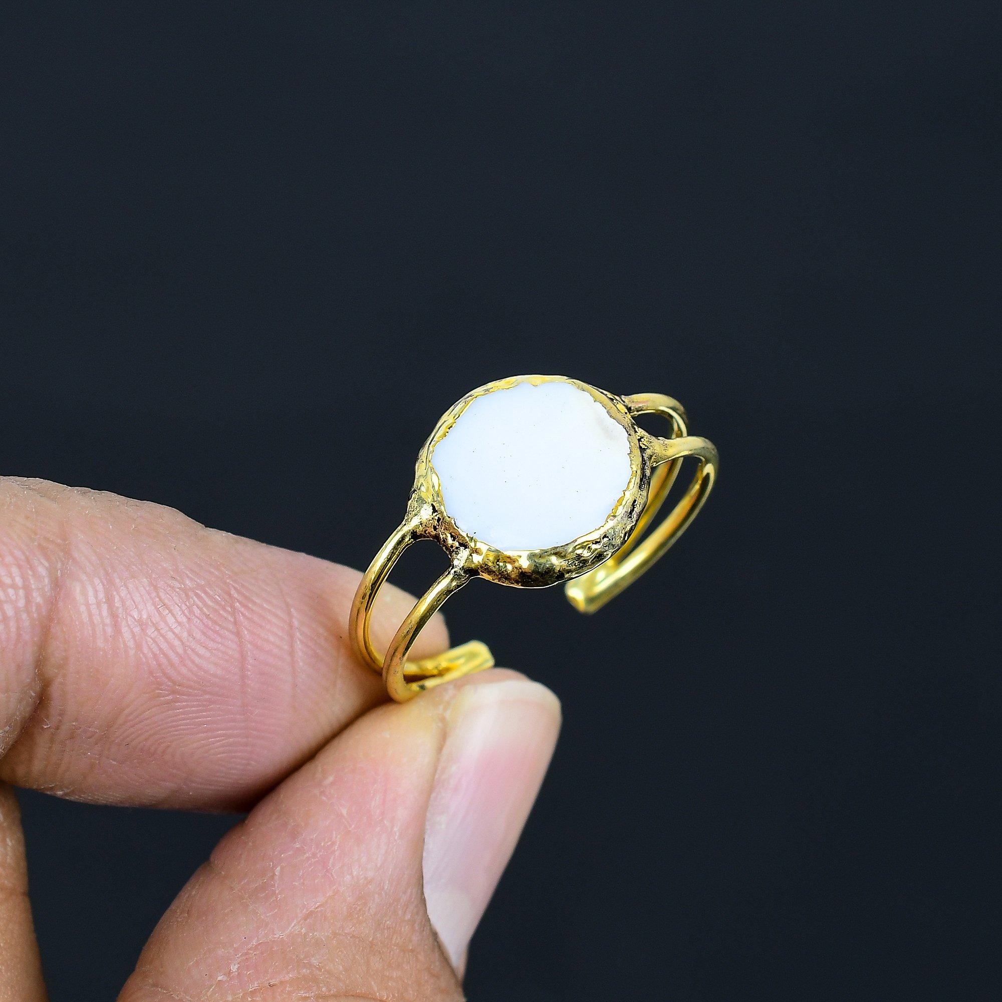 

Clear Solar Druzy Handmade Gemstone Ring, Copper Electroformed Ring Antique Jewelry, Adjustable Ring Engagement Gift