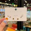 Temperament Earrings Silver Needle Douyin Same Geometric Opal Earrings